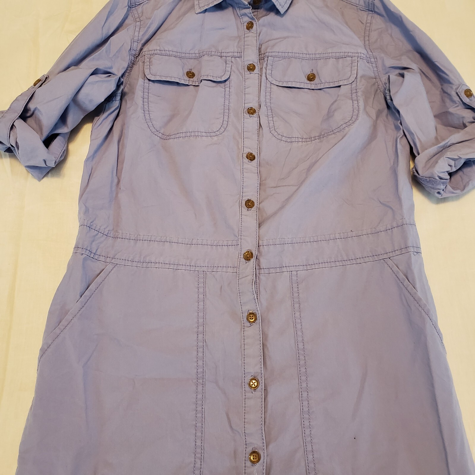 A/X Armani Exchange Cornflower Blue 3/4 Sleeve Shirtdress Dress Size 2