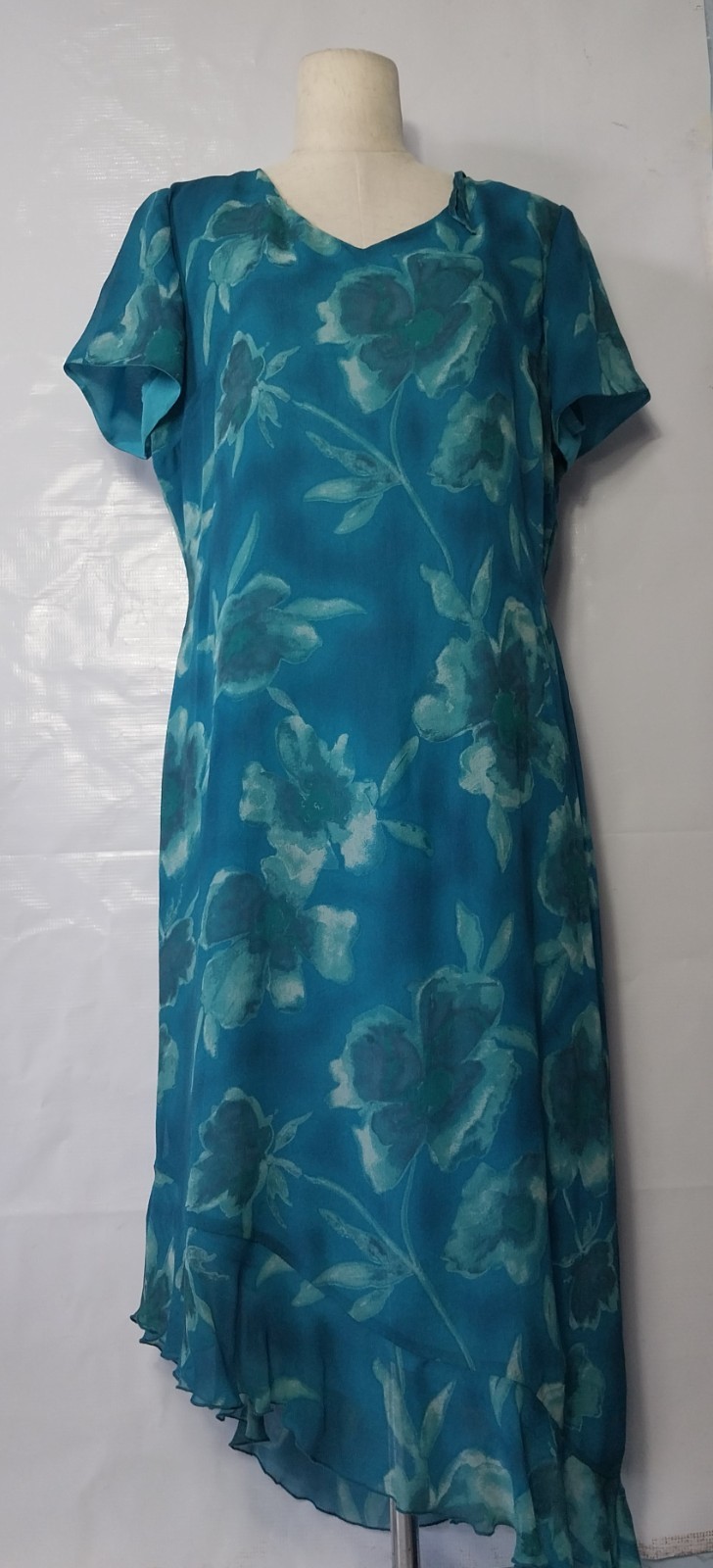 Norton Mcnaughton silk dress Vtg silk dress casual blue 100% silk size: L