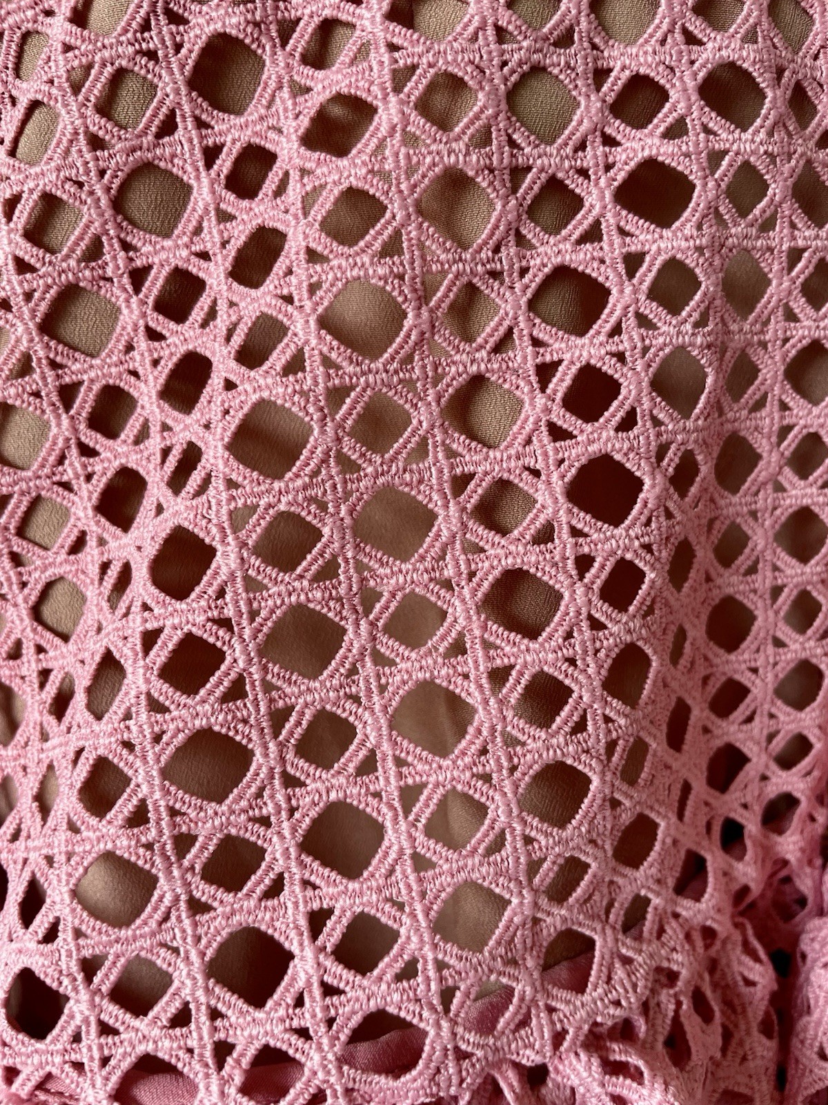 Self Portrait Crosshatch Frill Mini Dress Pink Lace Sleeveless Lined Size 2