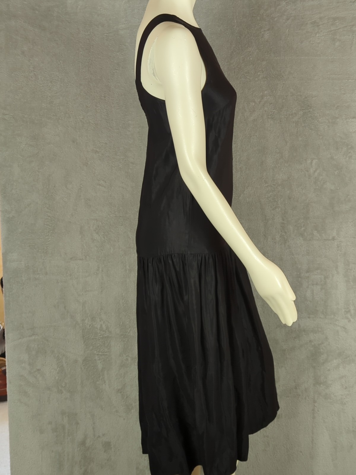Sancia Drop Waist black cocktail Tank Dress XS Minimalist capsule quiet Luxury