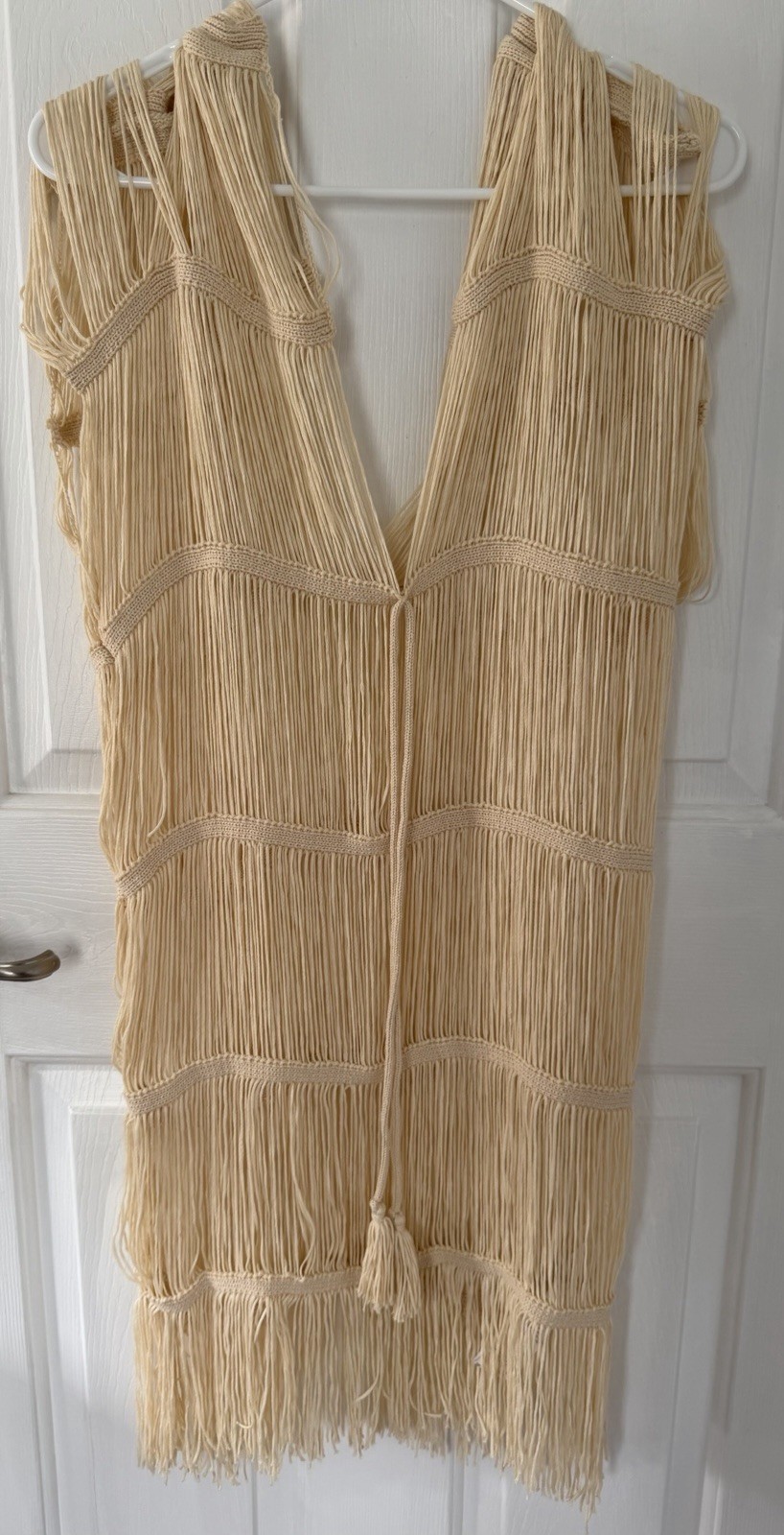 String Fringe Deep Vneck Plunging Dress Almond Color One Size Shein Boho Coverup