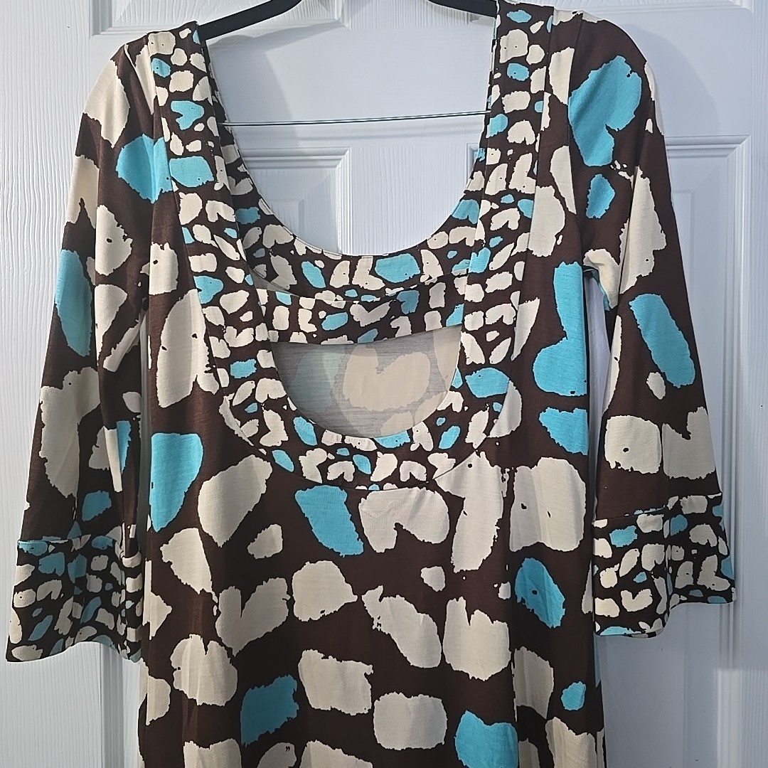 Diane von Furstenberg Silk Stella Dress Jersey Knit Artsy Resort Stretch Size M