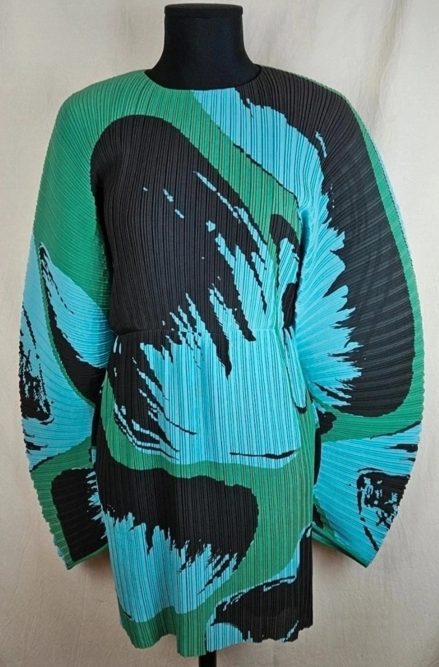 Solace London Mira Dress Size 10 Turquoise Green Black Print Wedding Guest Mini