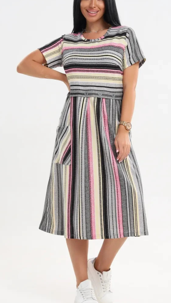 Womens 2XL Gray Cotton Knit Short Sleeve Casual House Dress Print Lounge Dress