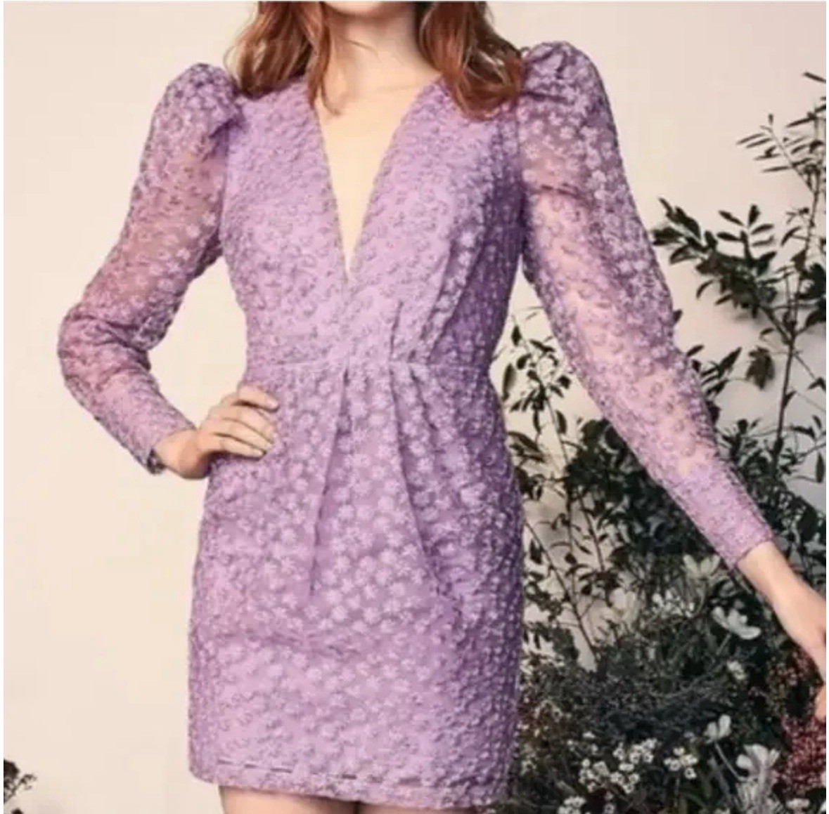 Happy X Nature by Kate Hudson Lilac Purple Floral Embroidery Dress Size Large