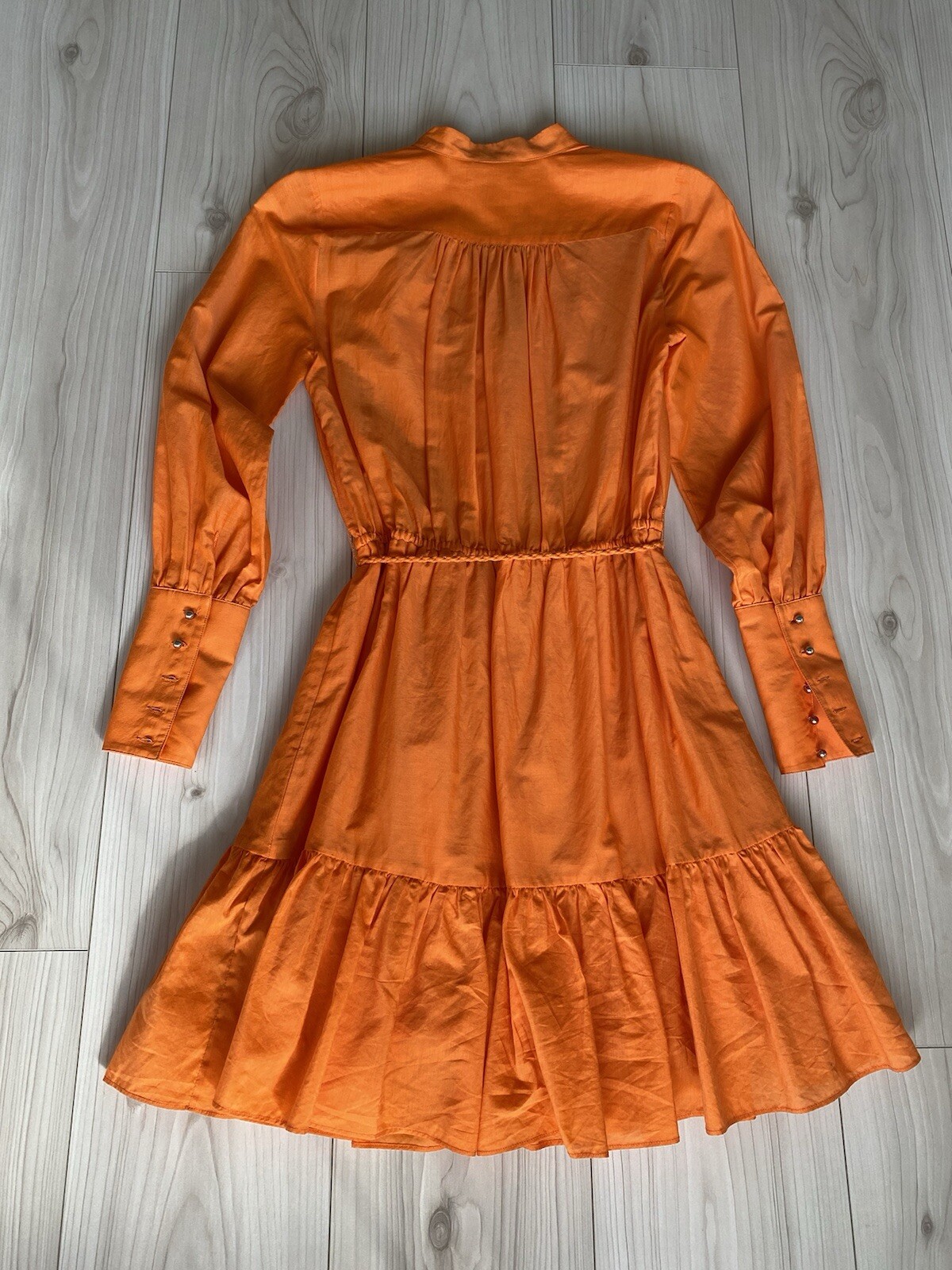 Robert Rodriguez orange cotton/silk short dress with buttons perfect con Size 2