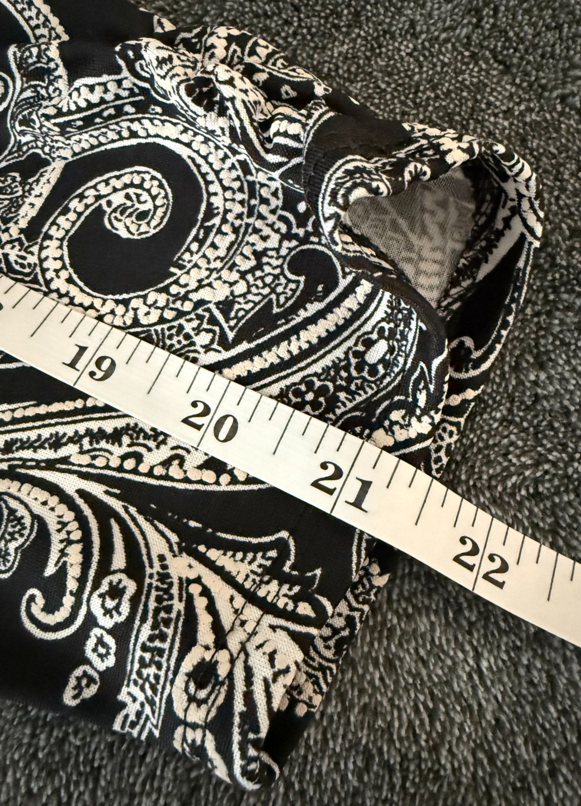 Apt 9 L Black White Paisley Shift Dress High Neck 3/4 Sleeve Pockets Modern Chic
