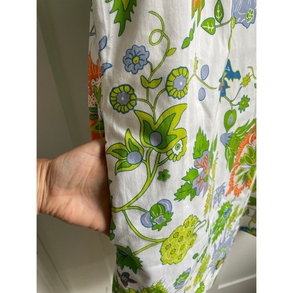 Gretchen Scott Sleeveless Cotton Shift Dress XL Resortwear Floral Lined Pockets