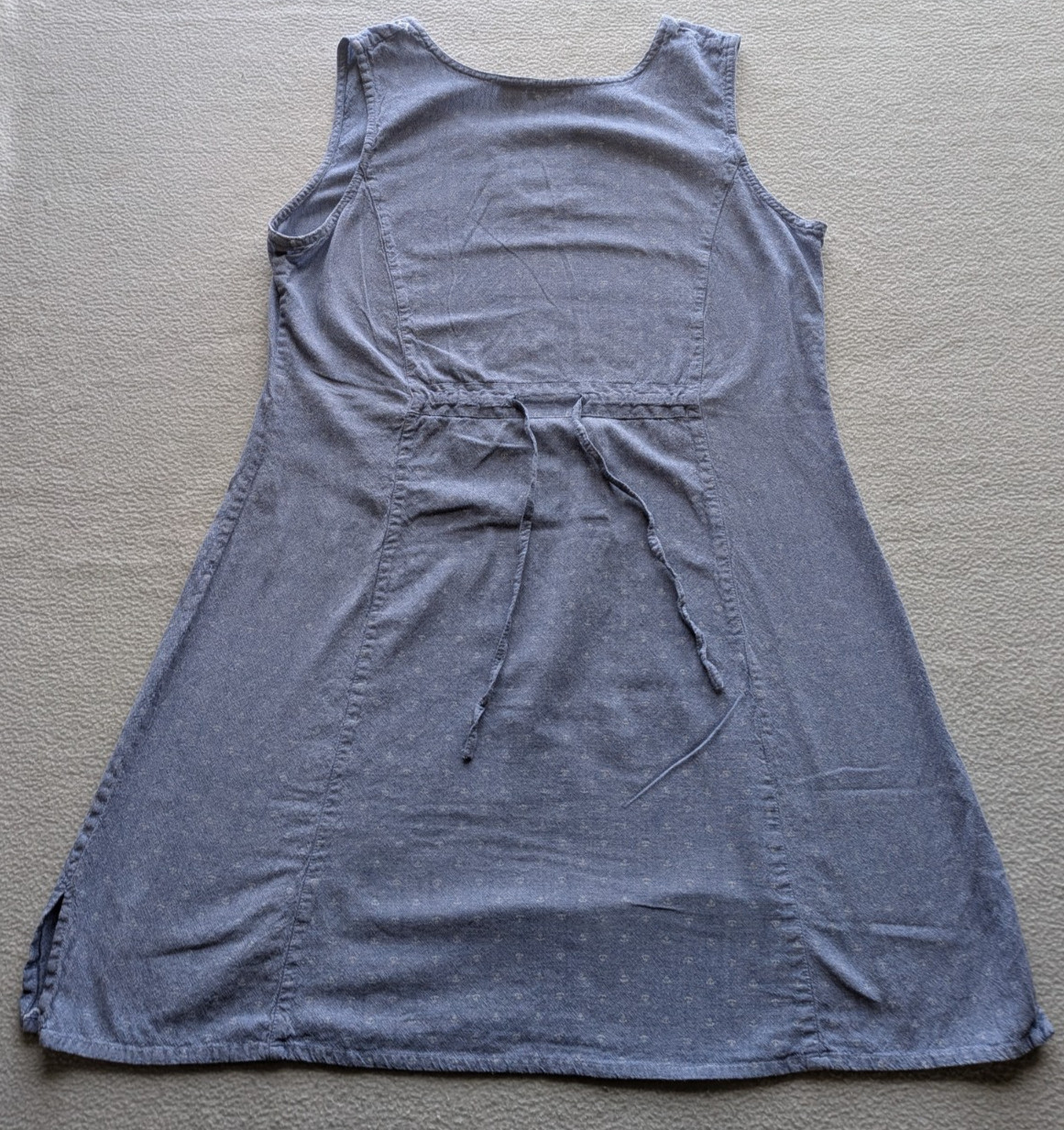 Raya Sun Embroidered Chambray Anchor Dress Blue Large Boho Resort Beach Nautical