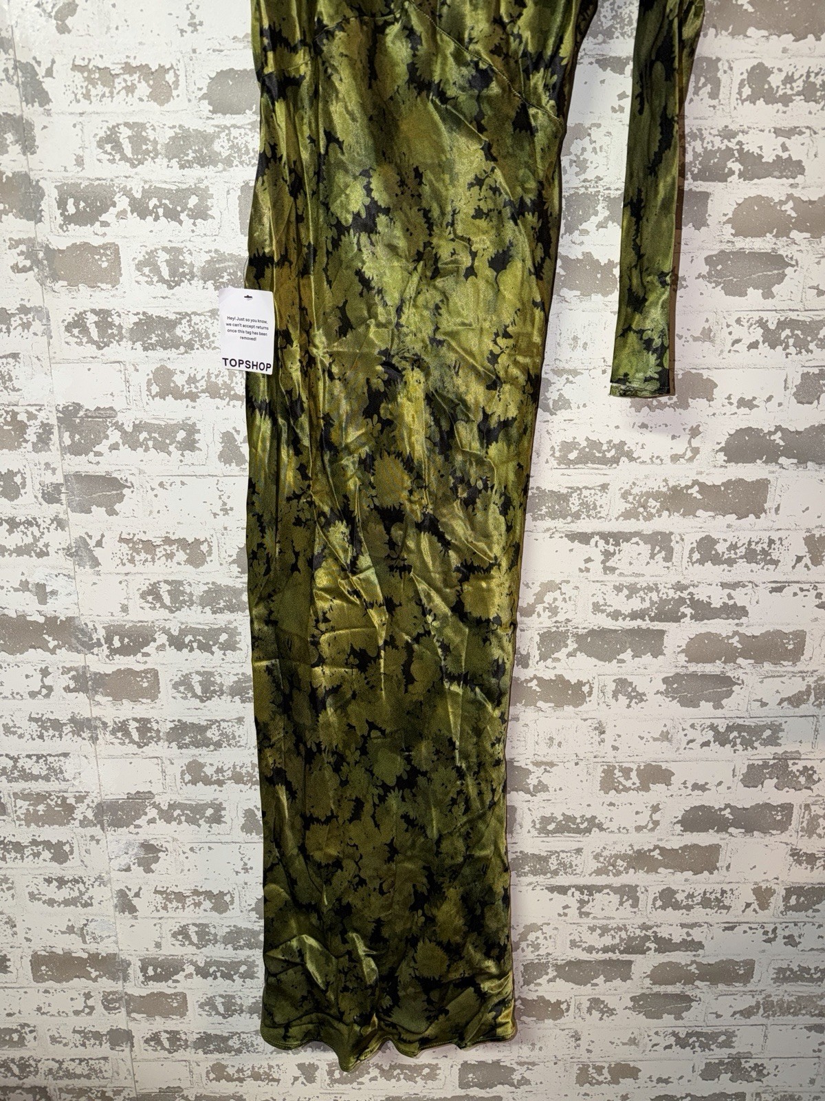 NWT! Topshop One Sleeve Twist Strap Satin Maxi Dress – Green Size US 10 $129