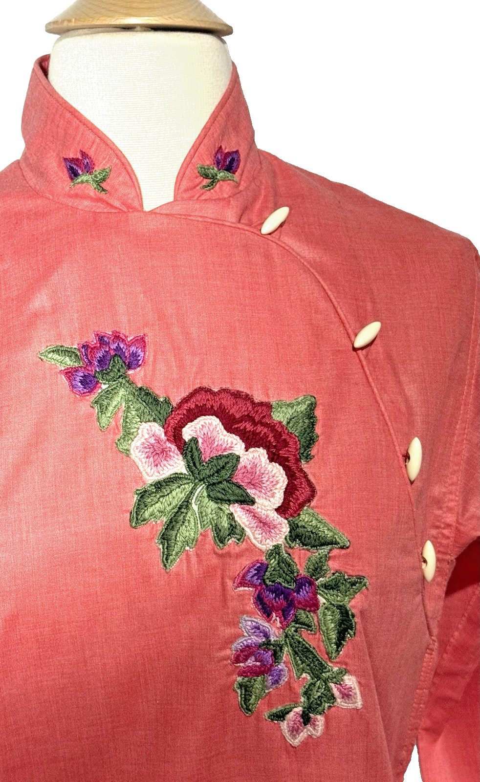 Hand Designed Cheongsam Chinese Style Dress Appliqued Embroidery Side Slit
