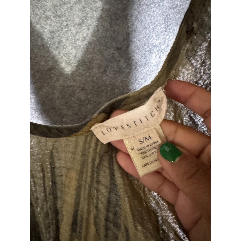 Lovestitch Camo Sharkbite Hem Halter Dress Green Brown Cotton S/M Festival Boho
