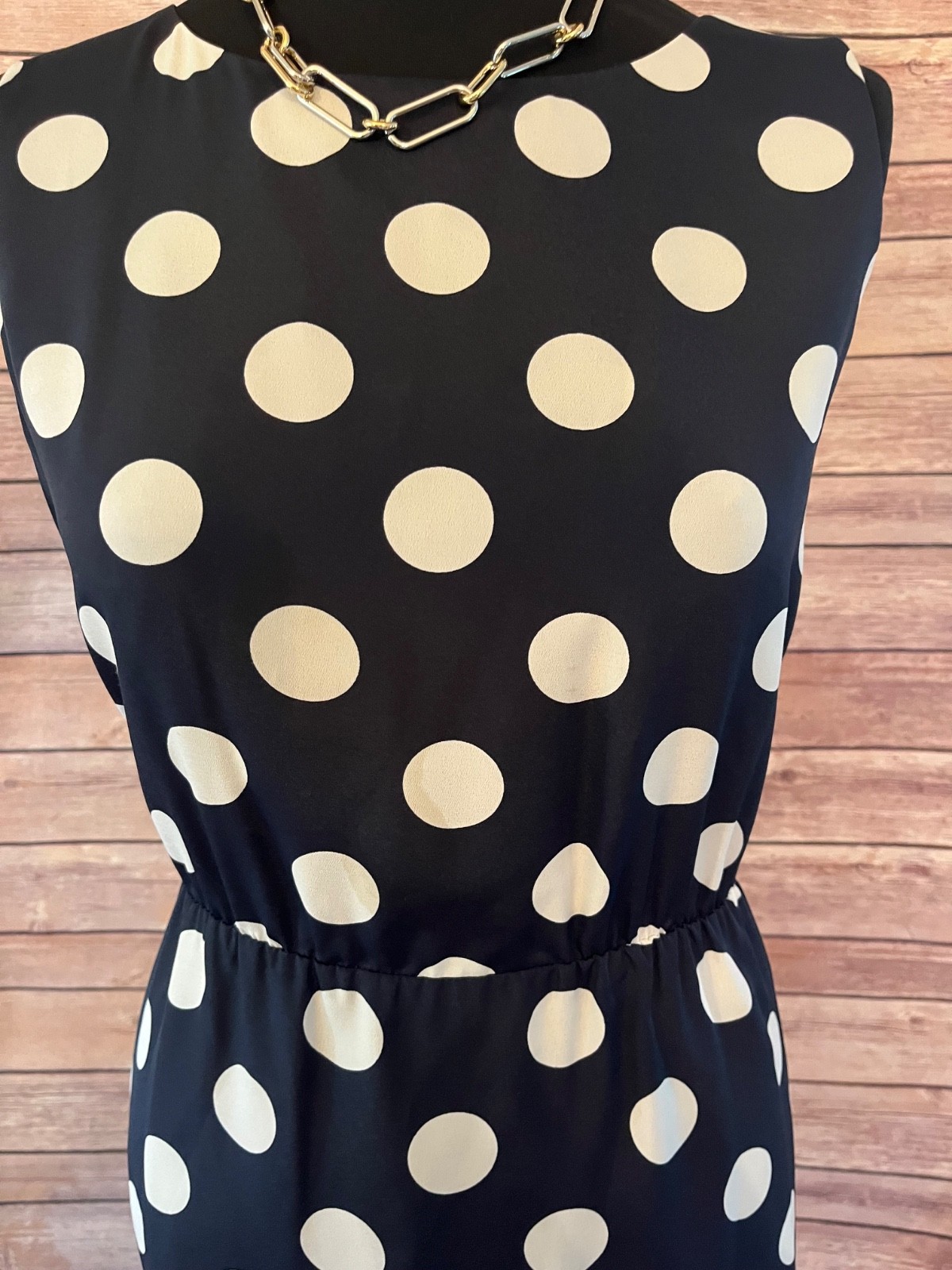 J. Crew Navy White Polka Dot Sleeveless Sheath Dress Size 14 Style 43750