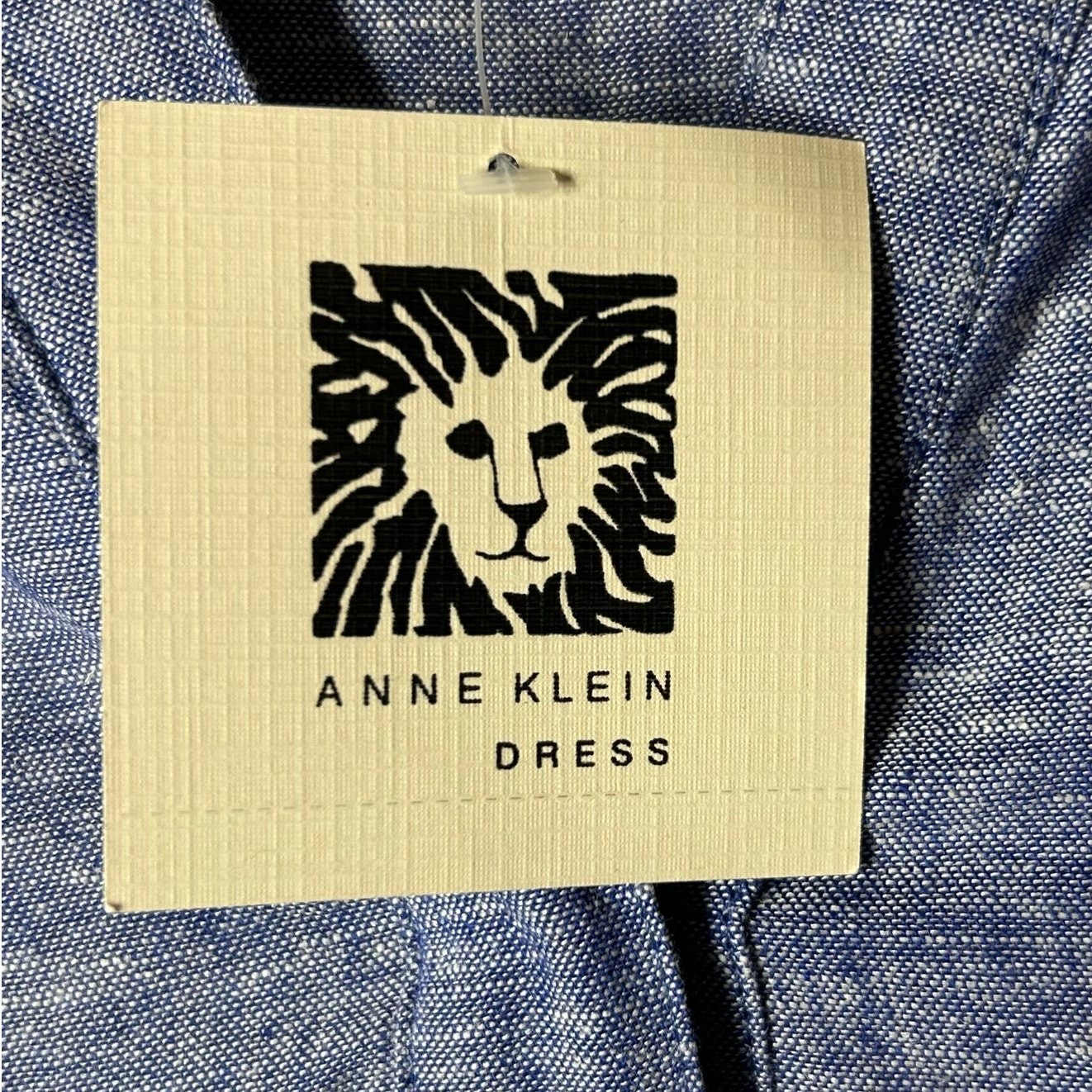 Anne Klein Dress Womens 2 Blue Split Neck 3/4 Sleeve Chambray Mini Dress NEW