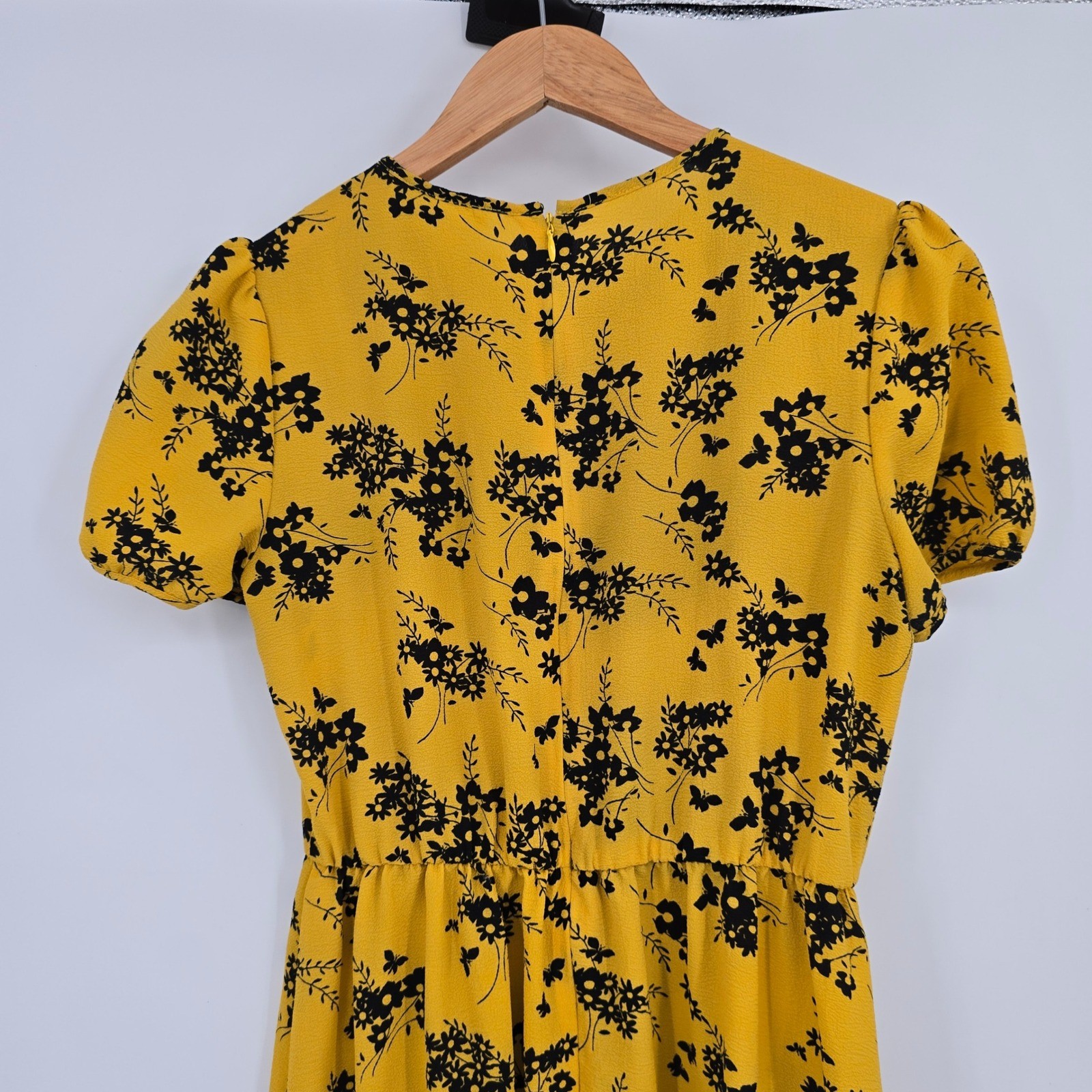 MICHAEL Michael Kors Womens Yellow Floral Butterfly Midi Dress Size Small