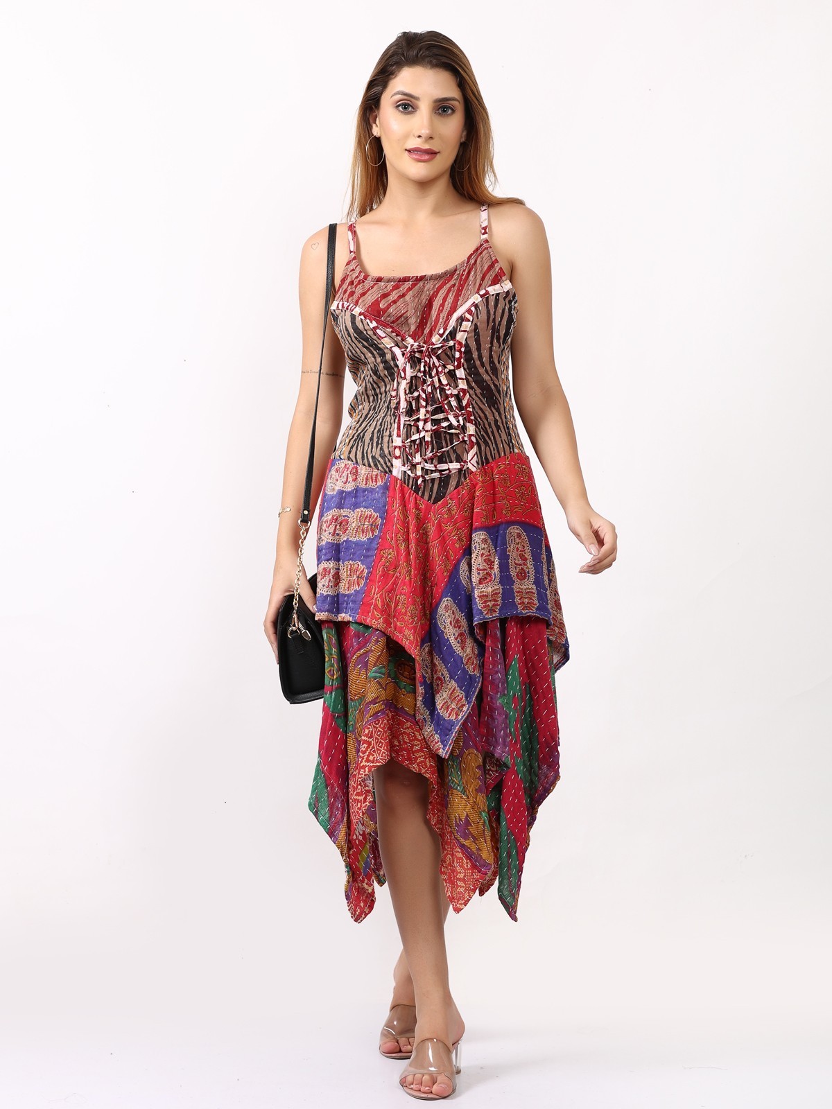 Women Spaghetti strap Patch Fit & Flare handkerchief hem Dress Wholesale Mix Lot