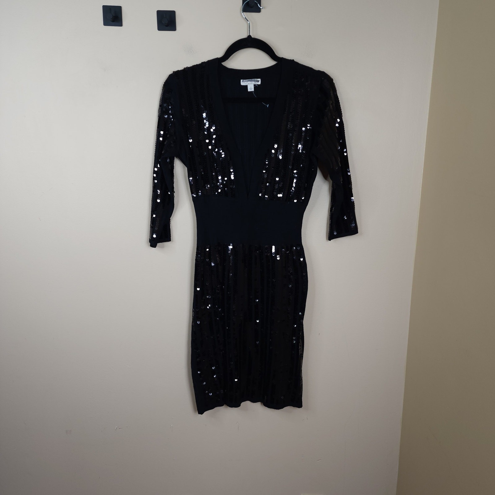Eva Mendes New York & Company Black Sequin Mini Dress Size S