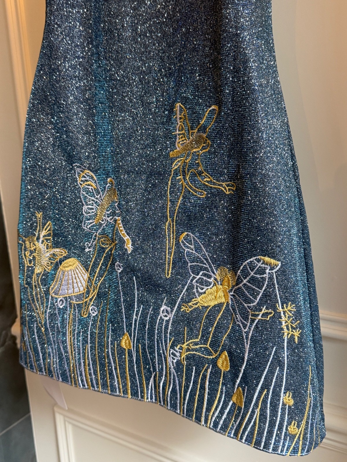 Fairy Embroidered Sparkly Blue Mini Dress BNWT Y2K Festival Small UK 8/10