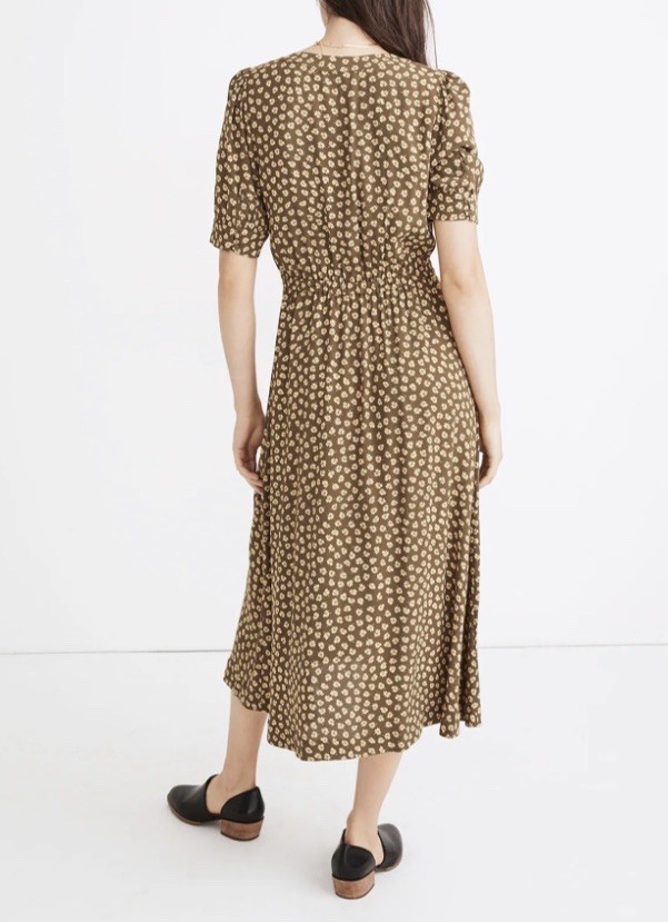 Madewell Button-Cuff Midi Dress in Woodcut Flowers Size 4