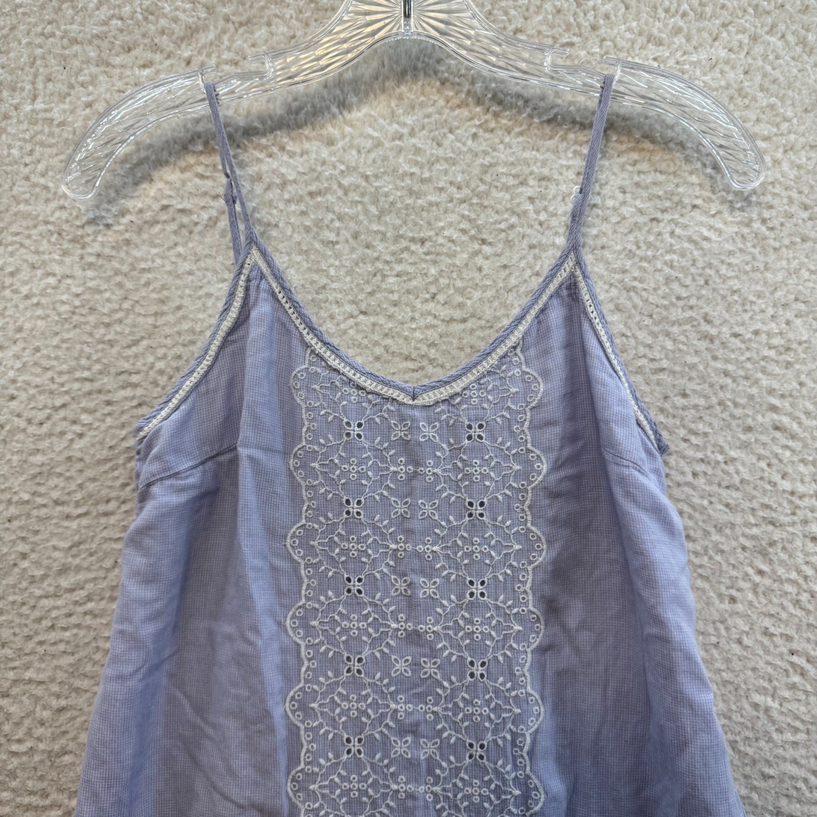 Mini Dress Small Periwinkle Blue Embroidered Flowy Ruffle Cottagecore Coquette