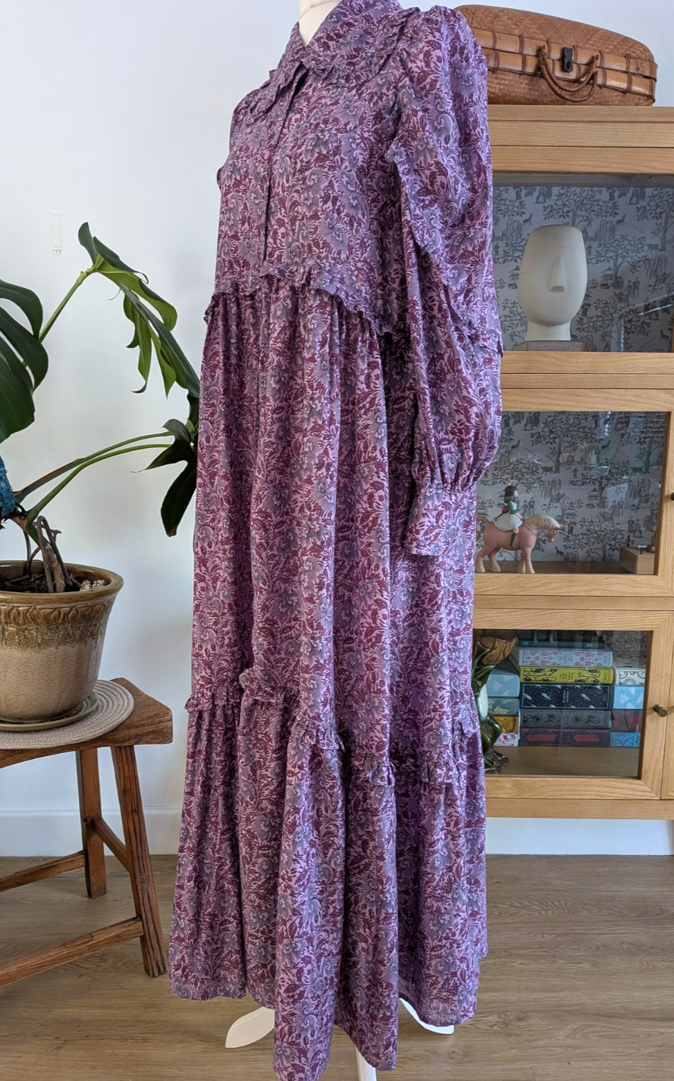 New La Redoute boho hippy peter pan collar relaxed fit floral maxi dress size 10