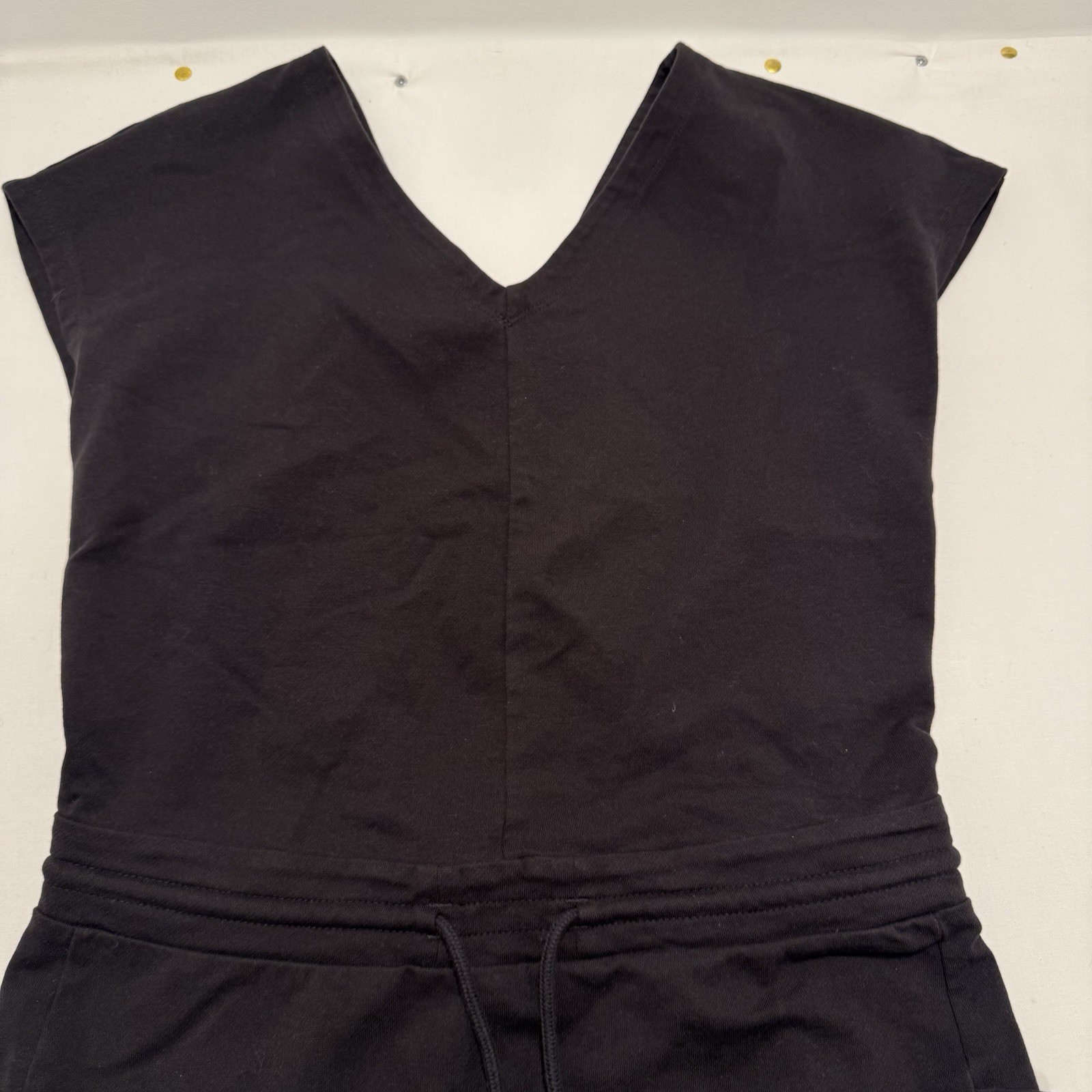 Patagonia Small Black Dress Organic Cotton Drawstring Elastic Waist Cut Out Back