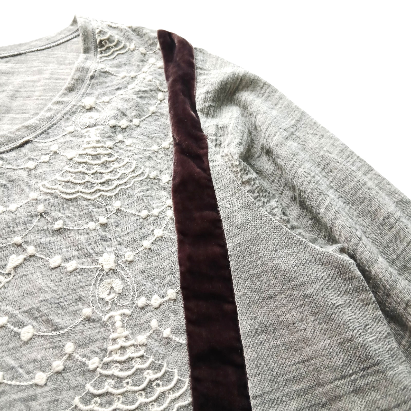 Tsumori Chisato Tunic dress Embroidered Ballerina Size Wool Gray Silk Velvet
