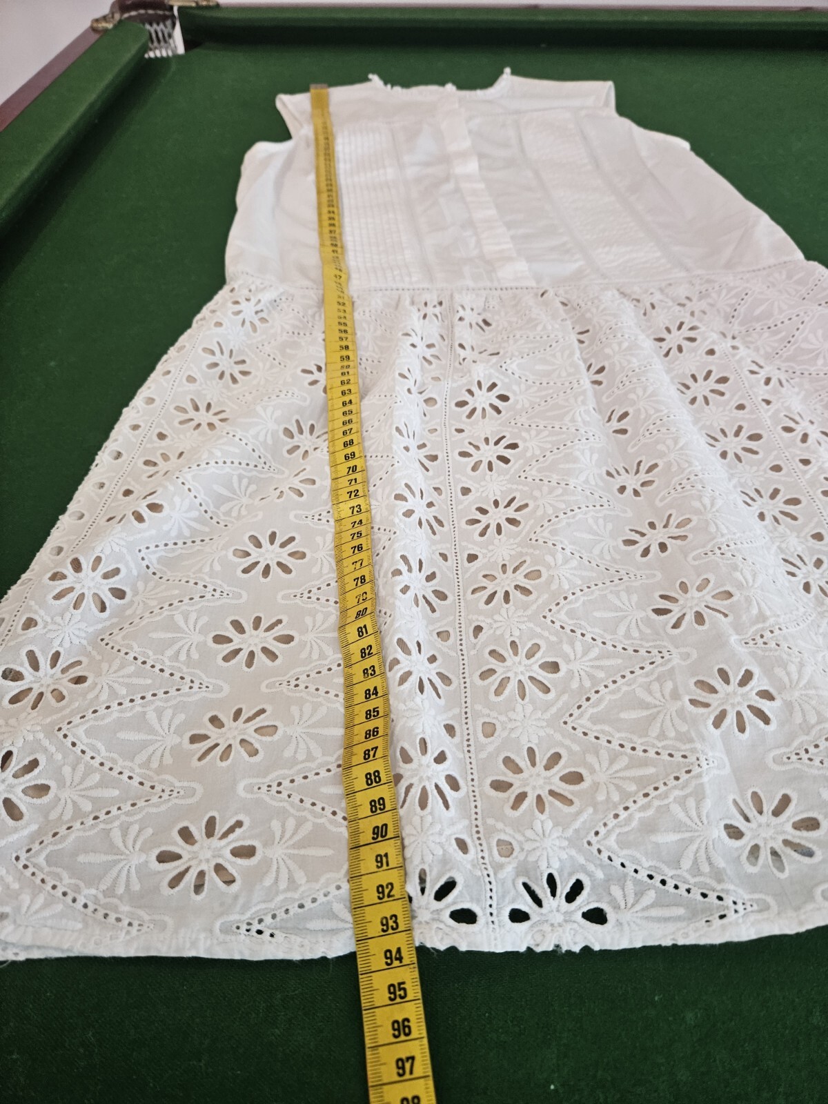 0039 Italy White Cotton Dress Lace Sleeveless Victorian infused Size M