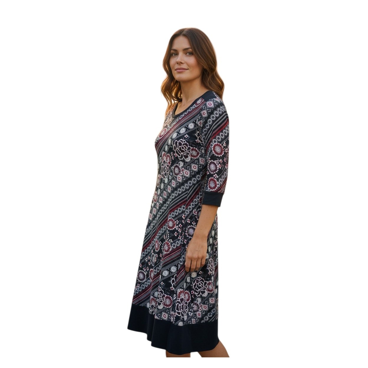Rabbit Rabbit Rabbit Designs Women’s 14 Midi Dress Embroidered Fabric Red Black