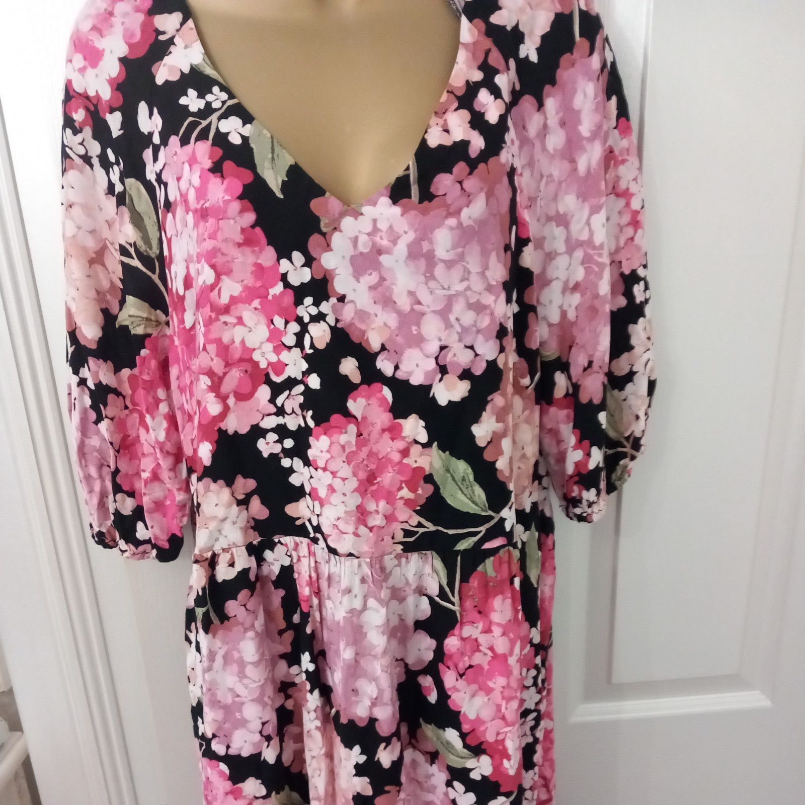 SUMMER DRESS SIZE 10/ MIDI/ FLORAL/ LOOSE COMFORTABLE FIT/ H&M / VGC