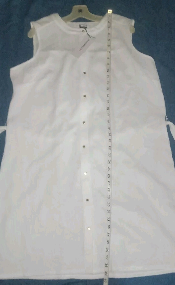 NWT Liz Claiborne White Sleeveless At Knee Buttondown TieBelt Tshirt Dress Sz 1X