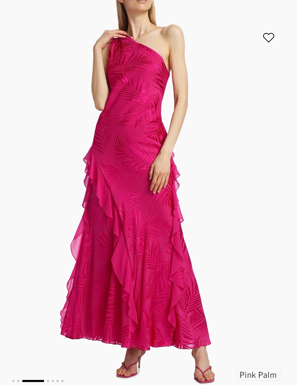 MILLY Ryanna Chiffon Devore One Shoulder Dress Gown Size 8 Pink Palm NEW