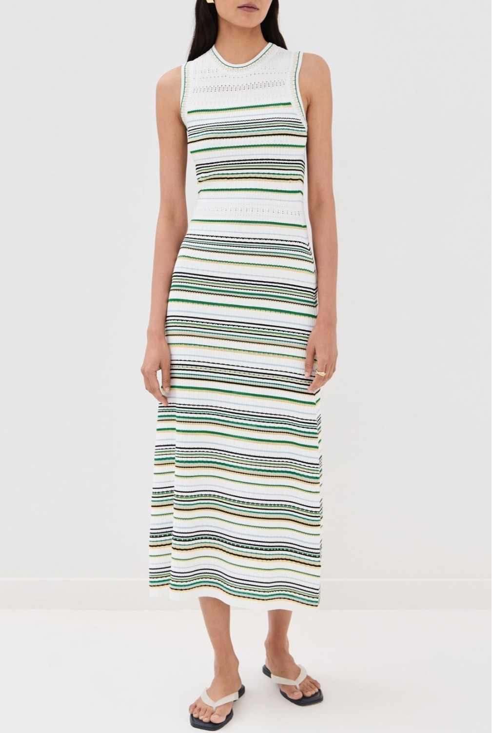 Women Veronica Beard Round Neck Contrasting Tank Midi Dress