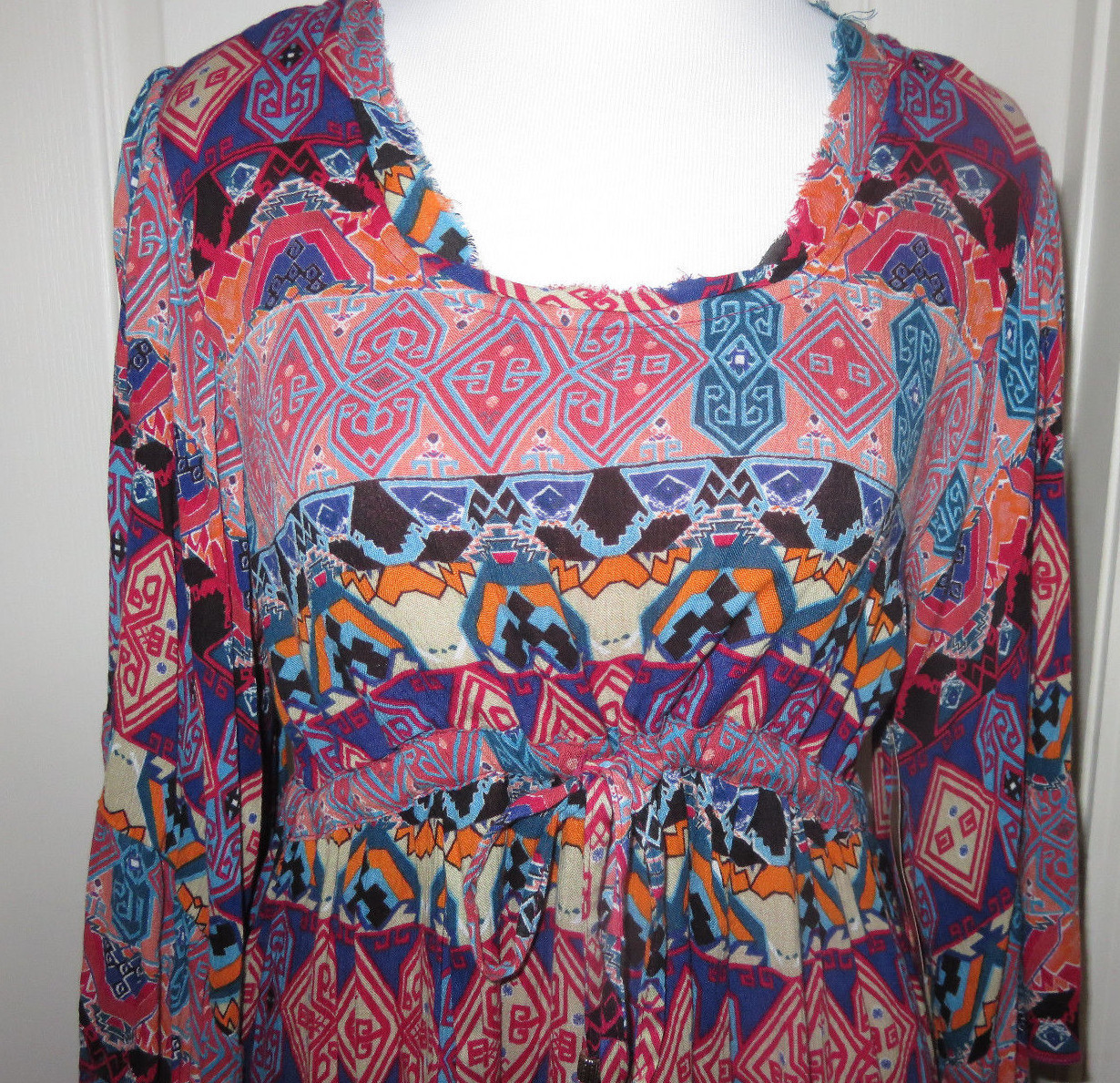 KLOZLYNE Multi Color Red Black Blue Orange BoHo Gypsy Style Dress Size Medium