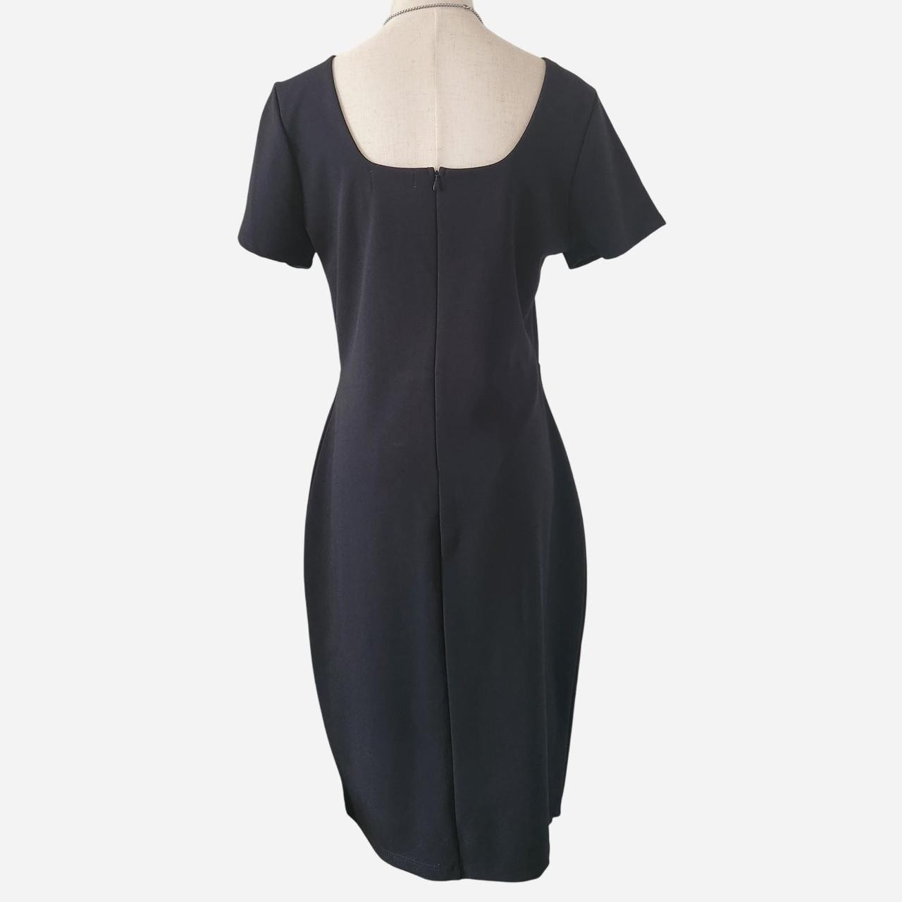BRIGITTE BAILEY Black Short Sleeve Square Neck Sheath Dress. Size Large.