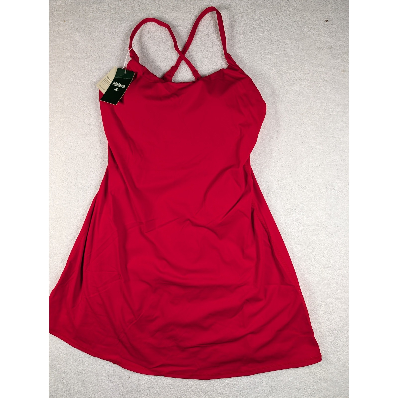 Halara Activity Dress Red Medium Long Built-in Shorts Pocket NWT Tenniscore Golf