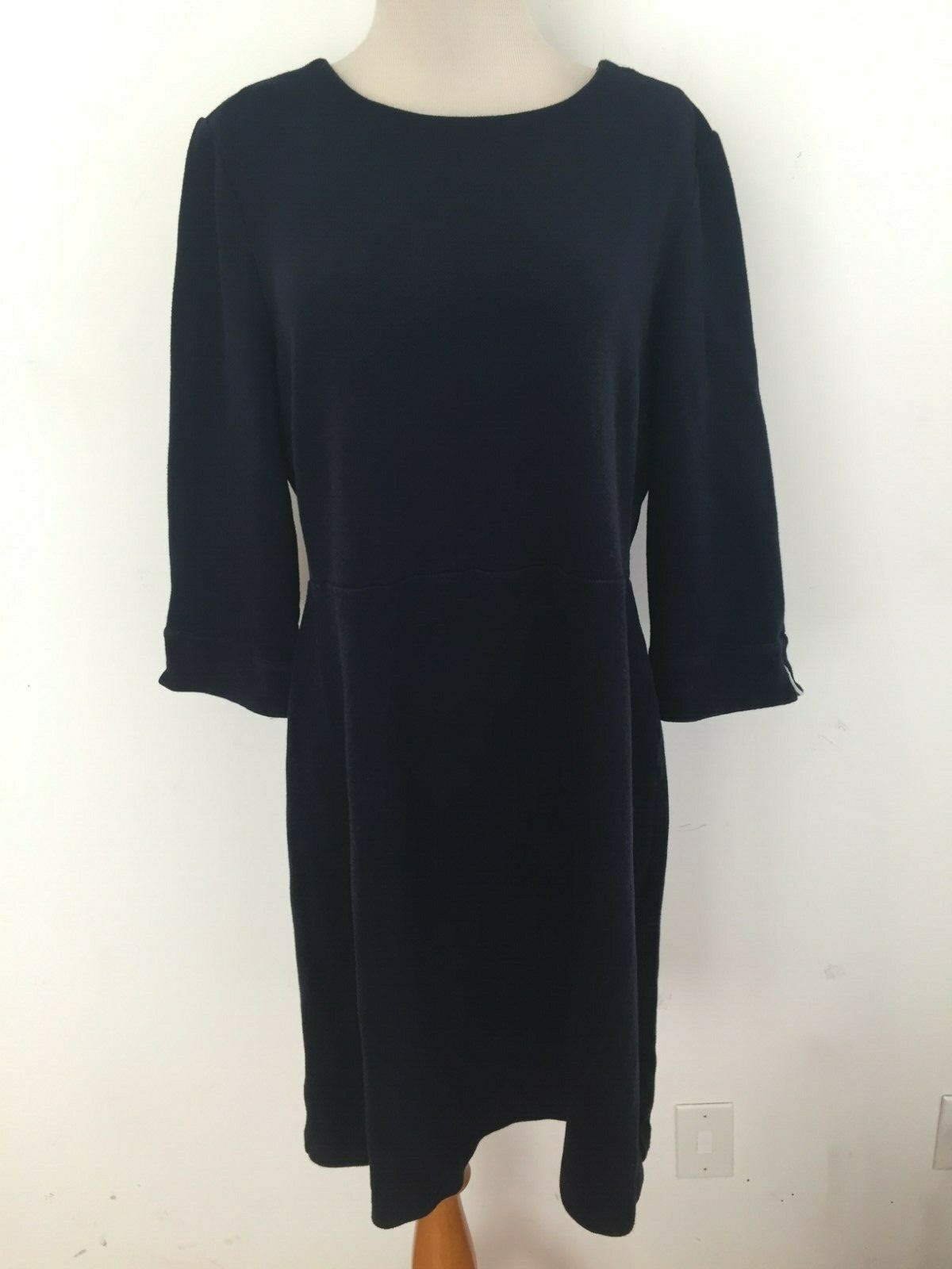 Talbots Crewneck Piqué Cotton Sheath Dress Navy Size XL