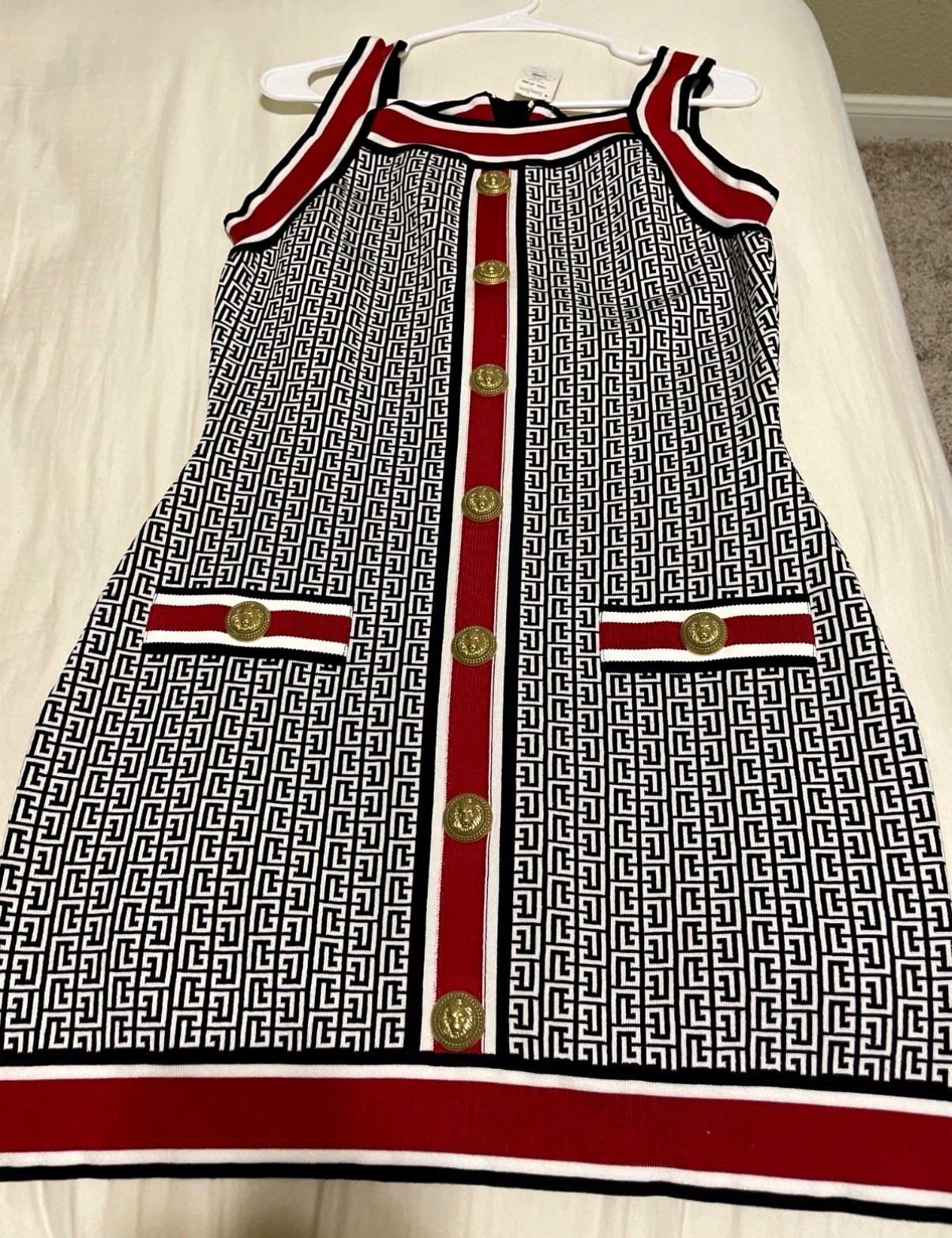 Balmain Logo-Jacquard Knit Mini Dress Size US 6