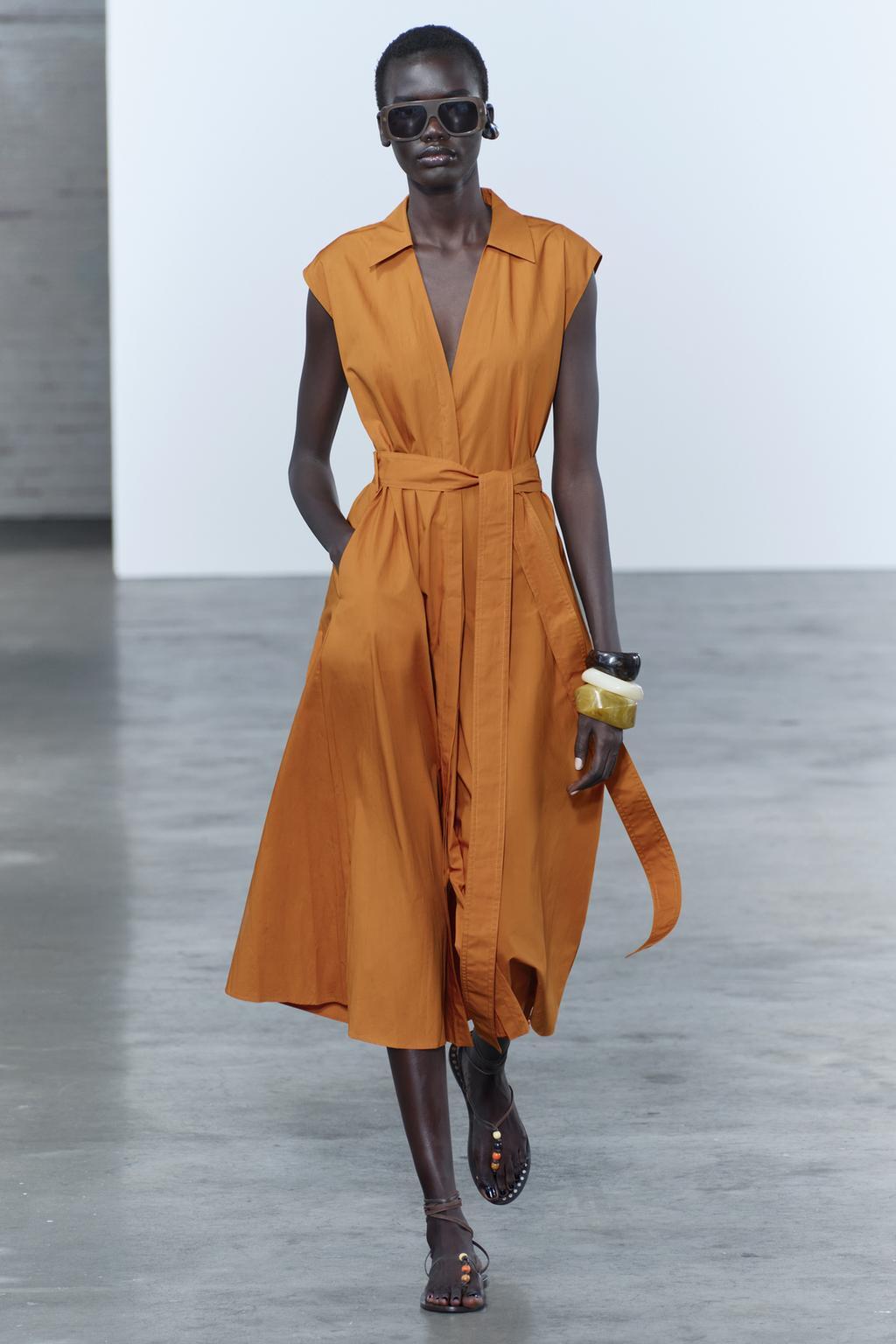 NWT_ZARA ss24 ZW COLLECTION POPLIN SHIRTDRESS Burnt orange | 4786/134_XS-XL