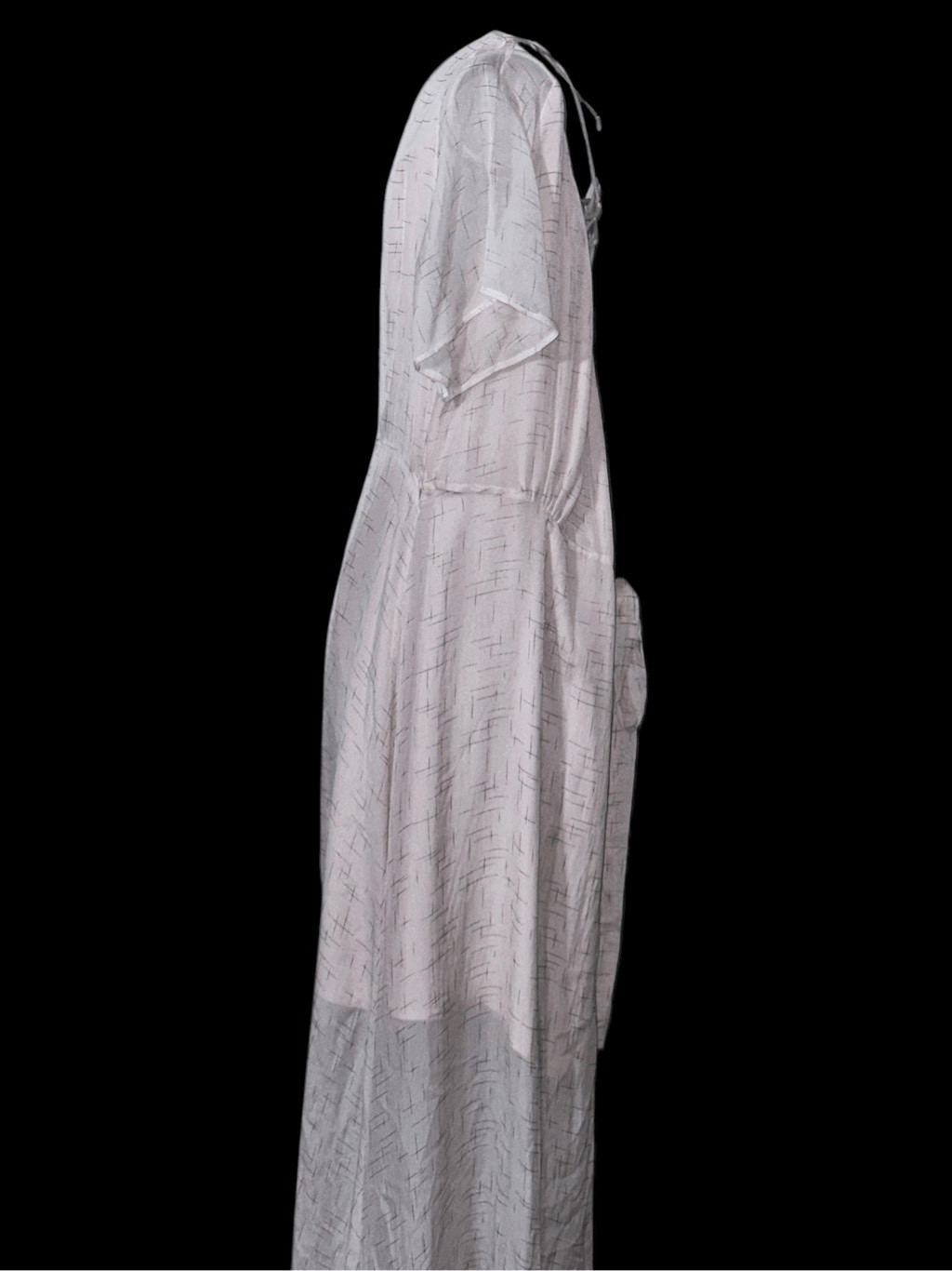 BEAUTIFUL GINLEE STUDIO 100% Silk Belted pink & gray long Dress Size 38 (8) reta