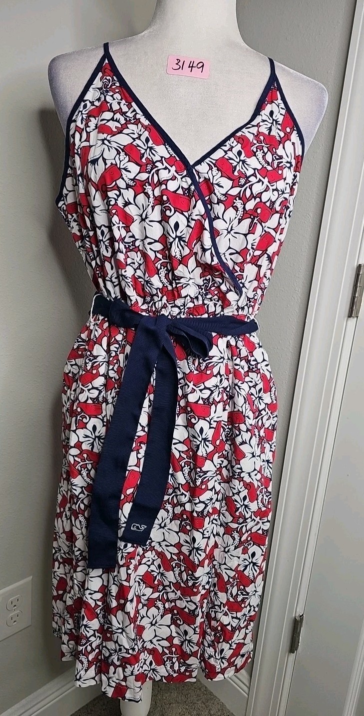 Vineyard Vines for Target Women’s Hibiscus Whale V-Neck Wrap Dress Size LARGE L