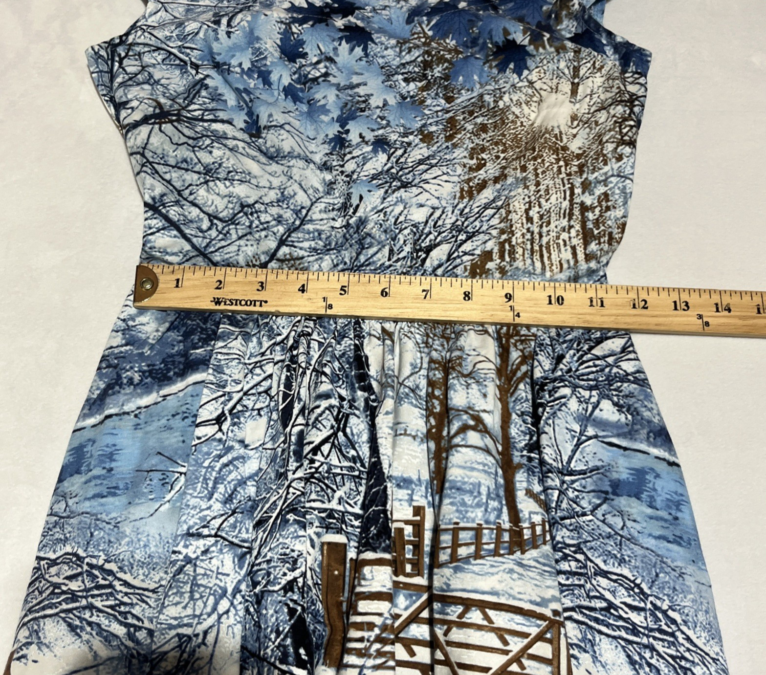 Retrolicious Dress Retro Winter Woods Holiday Print Small Knee Length Cap Sleeve