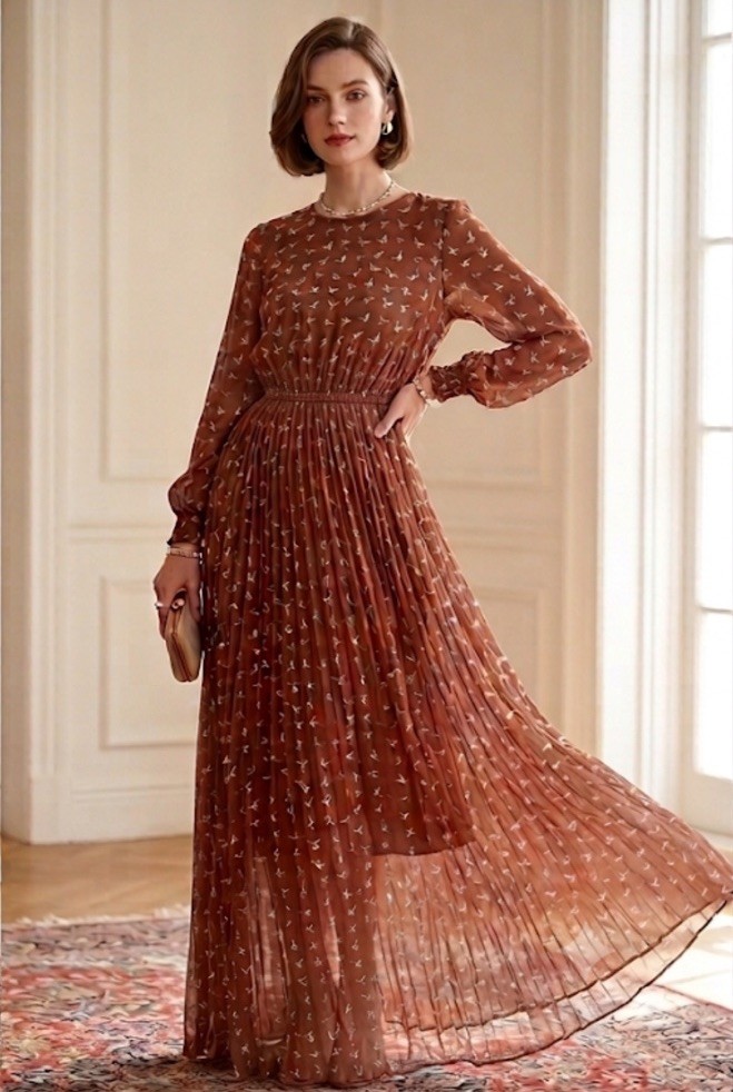 MARINA RINALDI 100% SILK SEMI SHEER MAXI DRESS LONG SLEEVE US-16 NWT $1,615