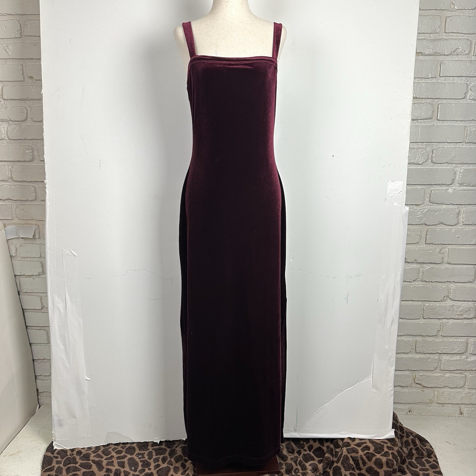 Vtg Velvet Maxi Slip Dress Stretch Whismsigoth Boho Vamp Fairy Grunge 90s Y2K L