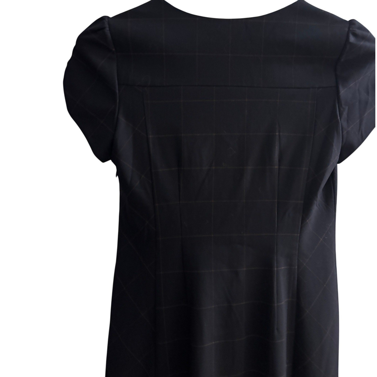 Moulinette Soeurs Anthropologie Black Grid Pink Trim Sweetheart Dress Size 8