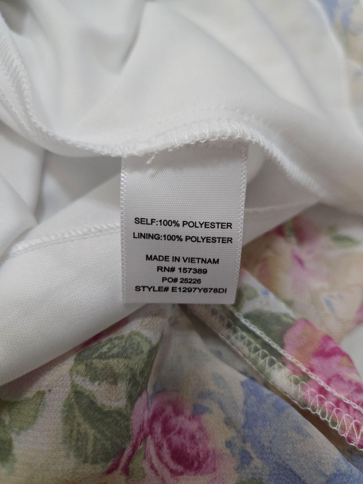 Originality Sundress Womens L White Floral Strapless Sweetheart Tie Lined