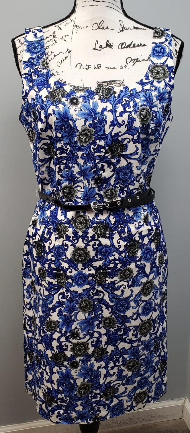 Premise Shift Dress Womens 8 Multi Floral Fully Lined Belted Waist Back Zip