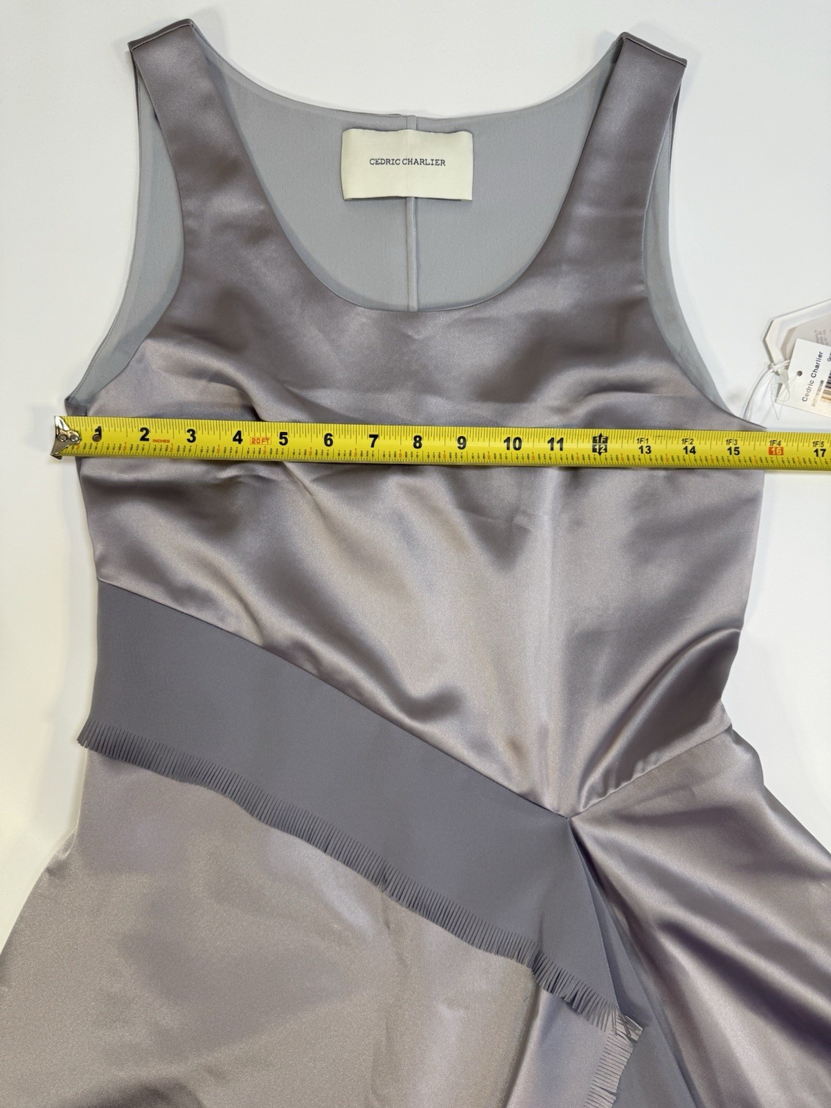 Cedric Charlier Resort 2020 Silk Asymmetrical Dress Gray NWT Size 40 #5