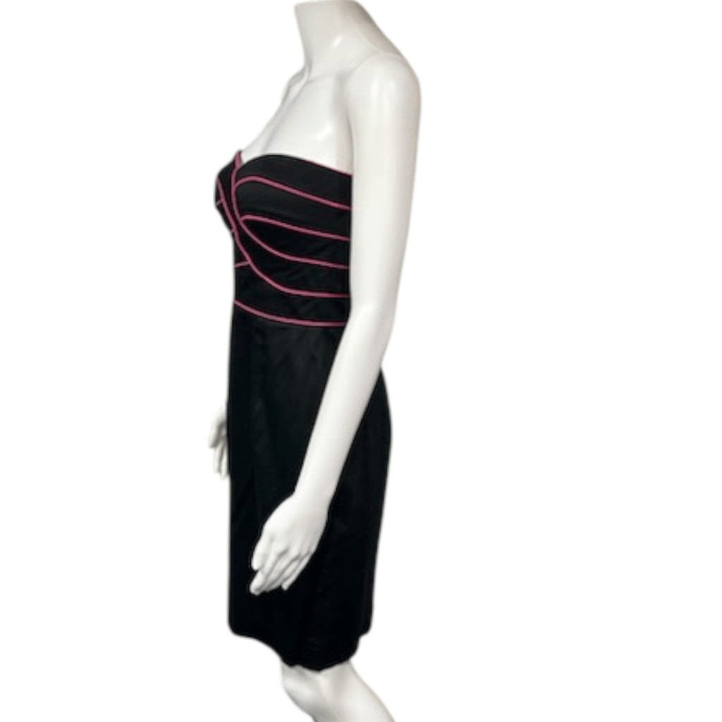 Calvin Klein Y2K 90’s Strapless Black & Neon Pink Dress Sz 2 Preowned