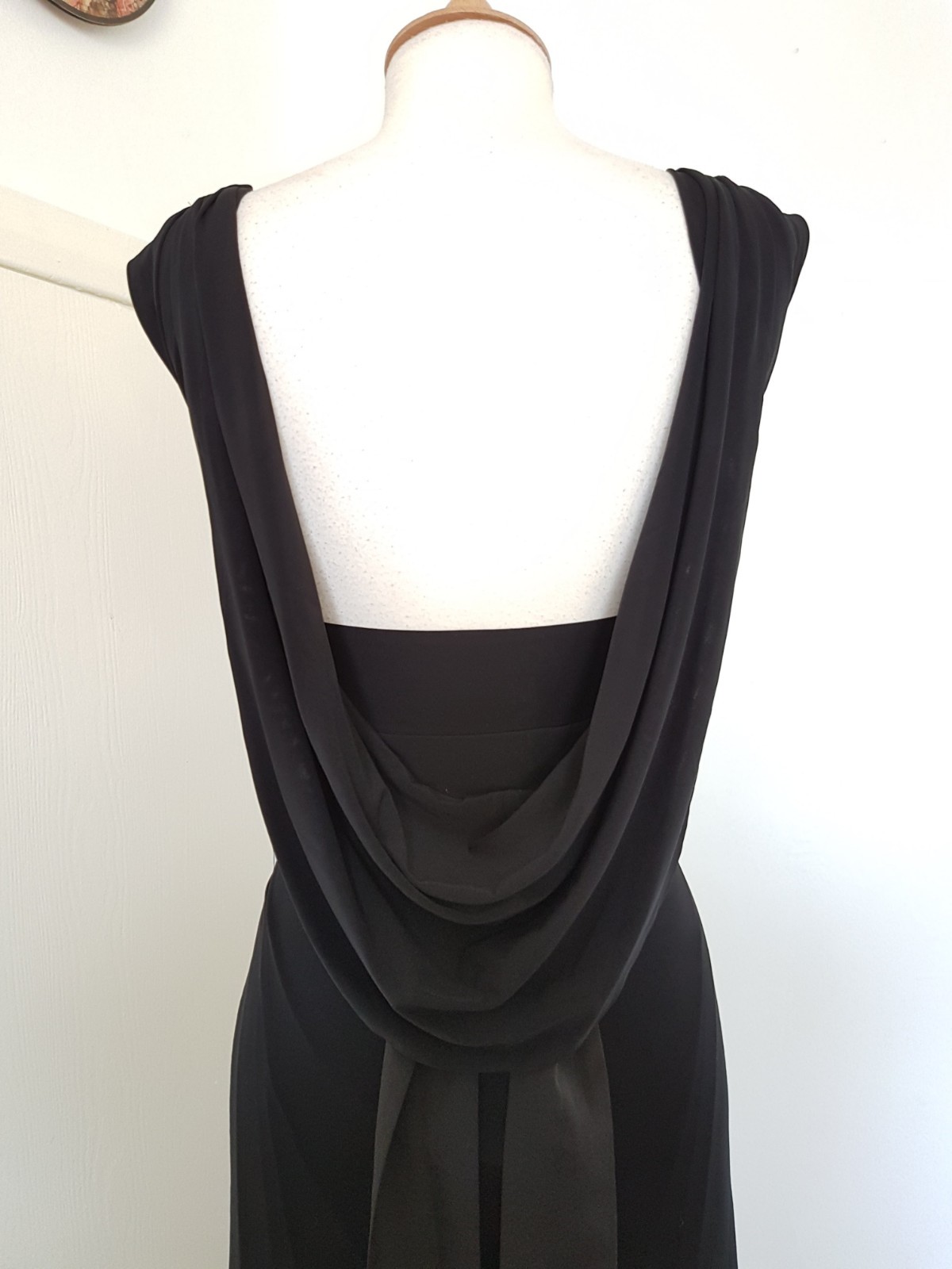 COAST dress size 12 black cowl maxi long evenin grecian Prom party wedding Guest
